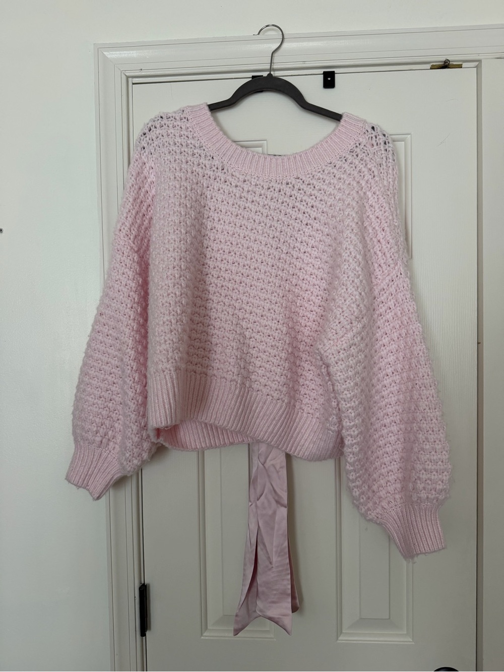 Altar'd State Pale Pink Bubble Stitch Crewneck Sweater